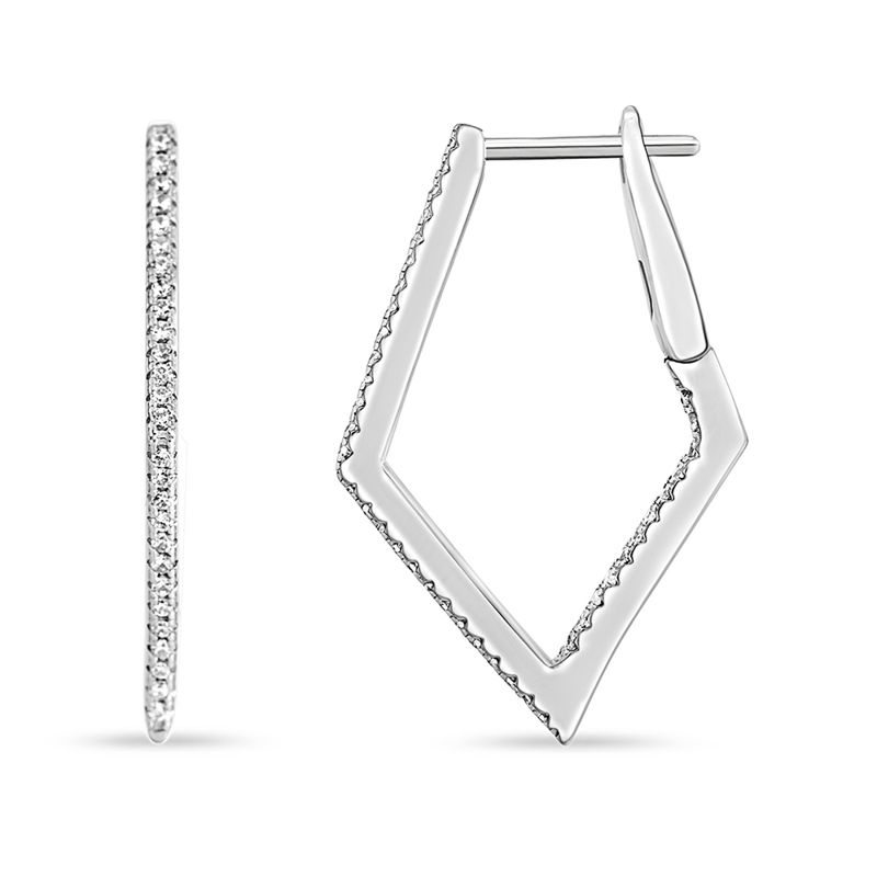 Sterling Silver and CZ Inside/Outside Pointed Hoops - Click Image to Close